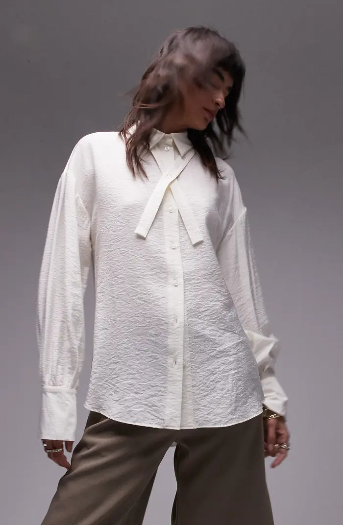 Textured Satin Button-Up Shirt | Nordstrom