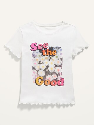 Short-Sleeve Lettuce-Edged Graphic T-Shirt for Girls | Old Navy (US)