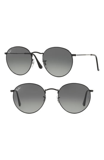 Women's Ray-Ban 53Mm Round Retro Sunglasses - Black | Nordstrom