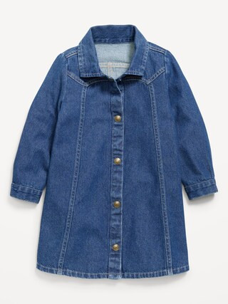 Long-Sleeve Western Denim Shirt Dress for Toddler Girls | Old Navy (US)