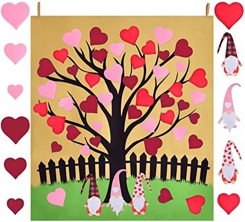 FUN LITTLE TOYS Valentine's Day Decorations Set DIY Felt Tree for Kids, Felt Board with 48Pcs Detach | Amazon (US)