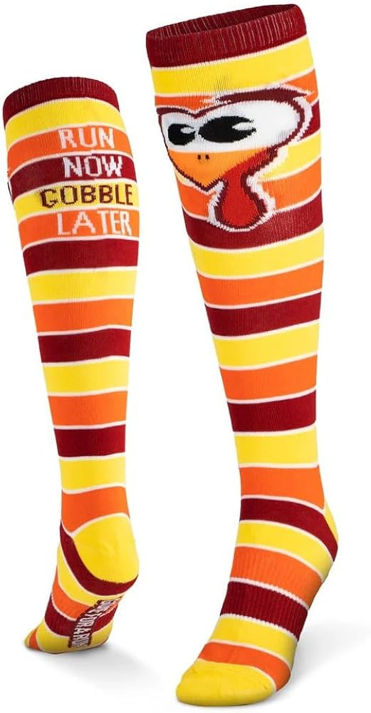 Gone For a Run Run Now Gobble Later Knee High Athletic Running Socks | Fun Turkey Trot Running So... | Amazon (US)