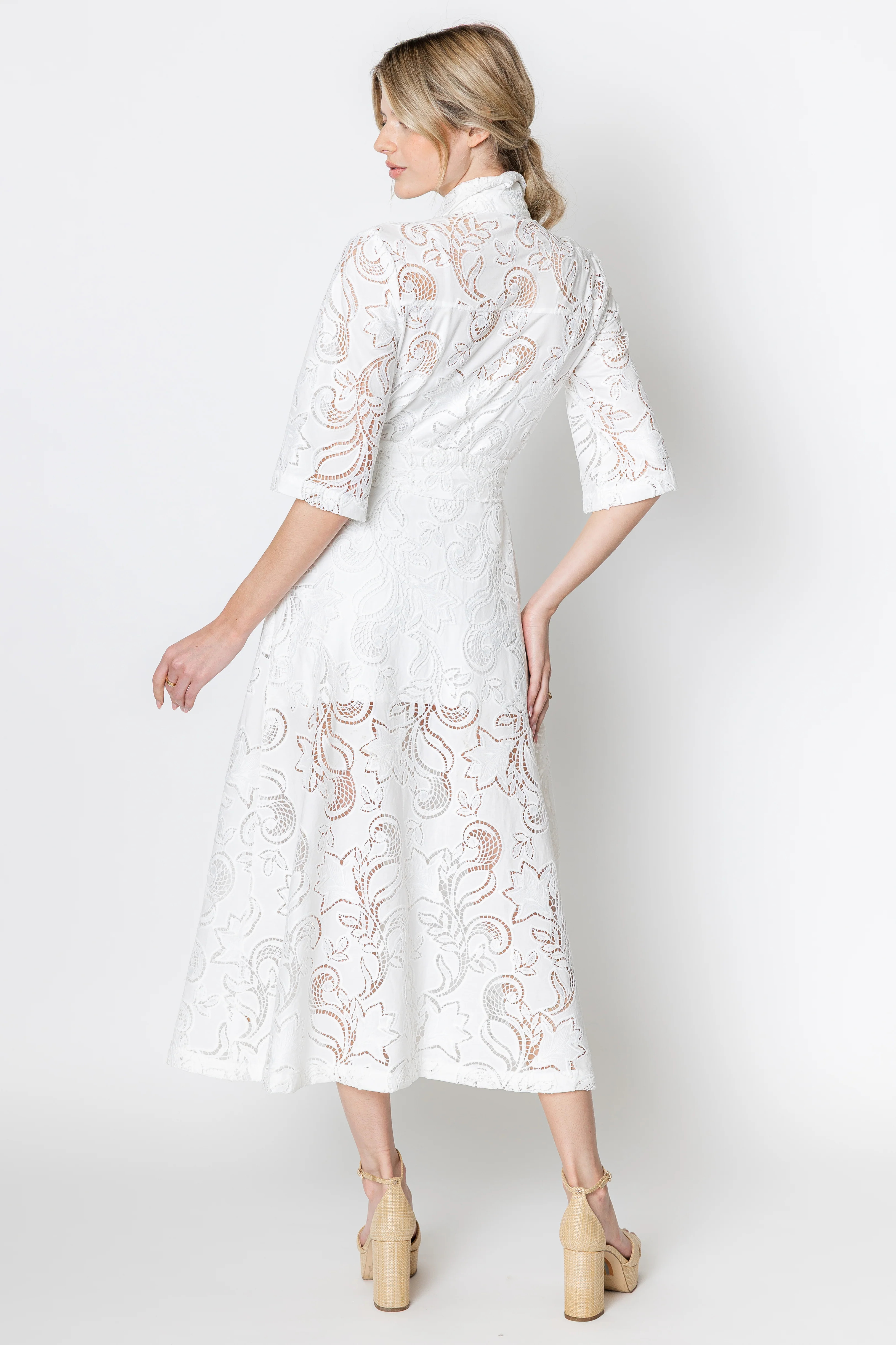 Fiori Lace Midi Shirtdress | ZETAYE