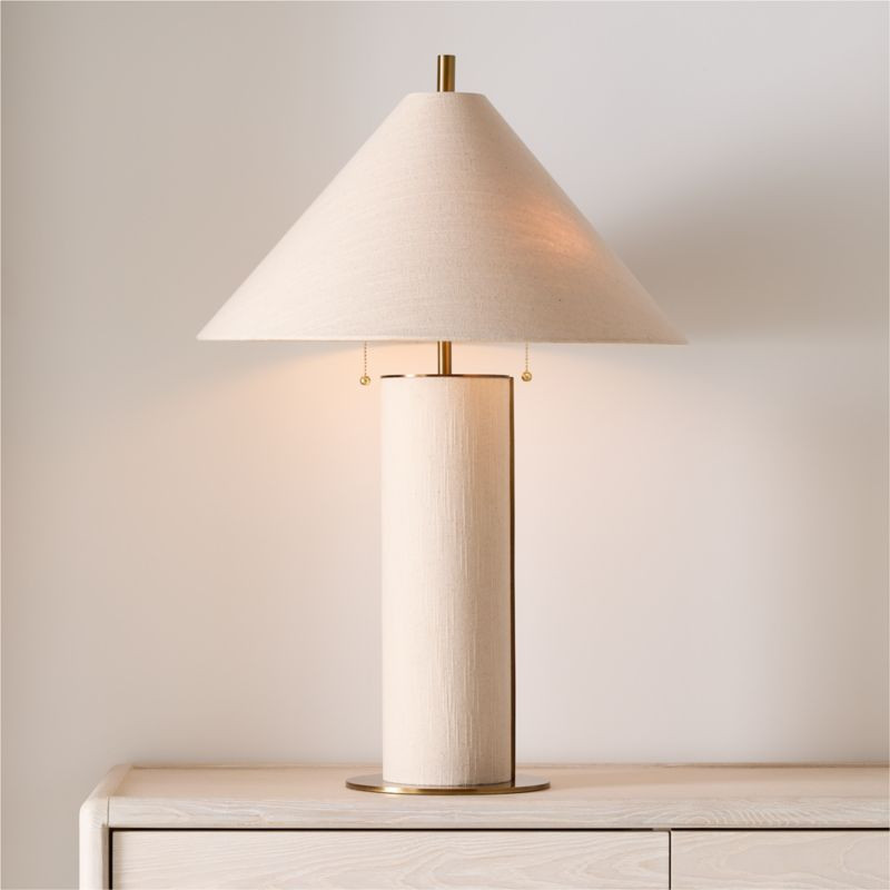 Remi Natural Linen Table Lamp 31.7 | Crate & Barrel