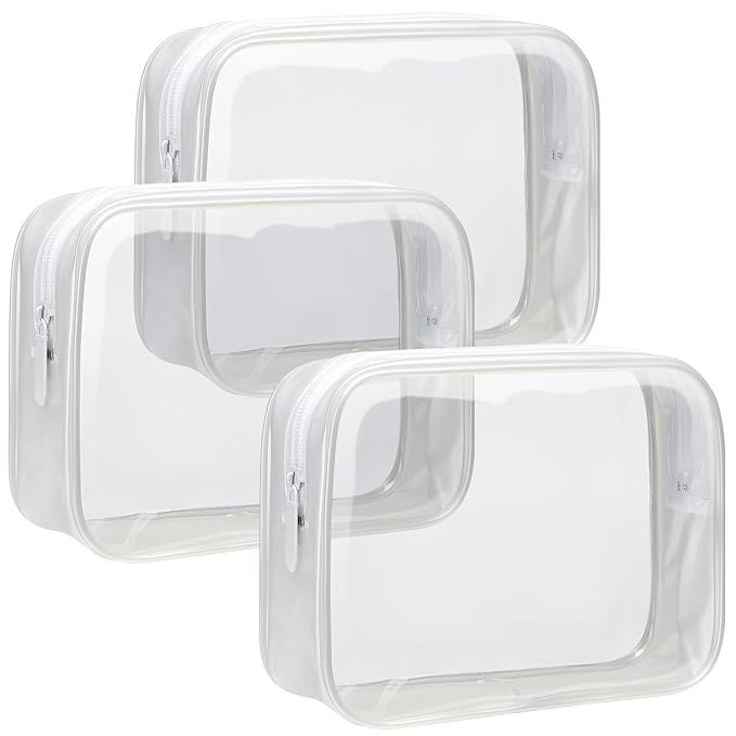 Amazon.com : Clear Toiletry Bag, F-color 3 Pack TSA Approved Toiletry Bag Clear Makeup Bag, Trave... | Amazon (US)