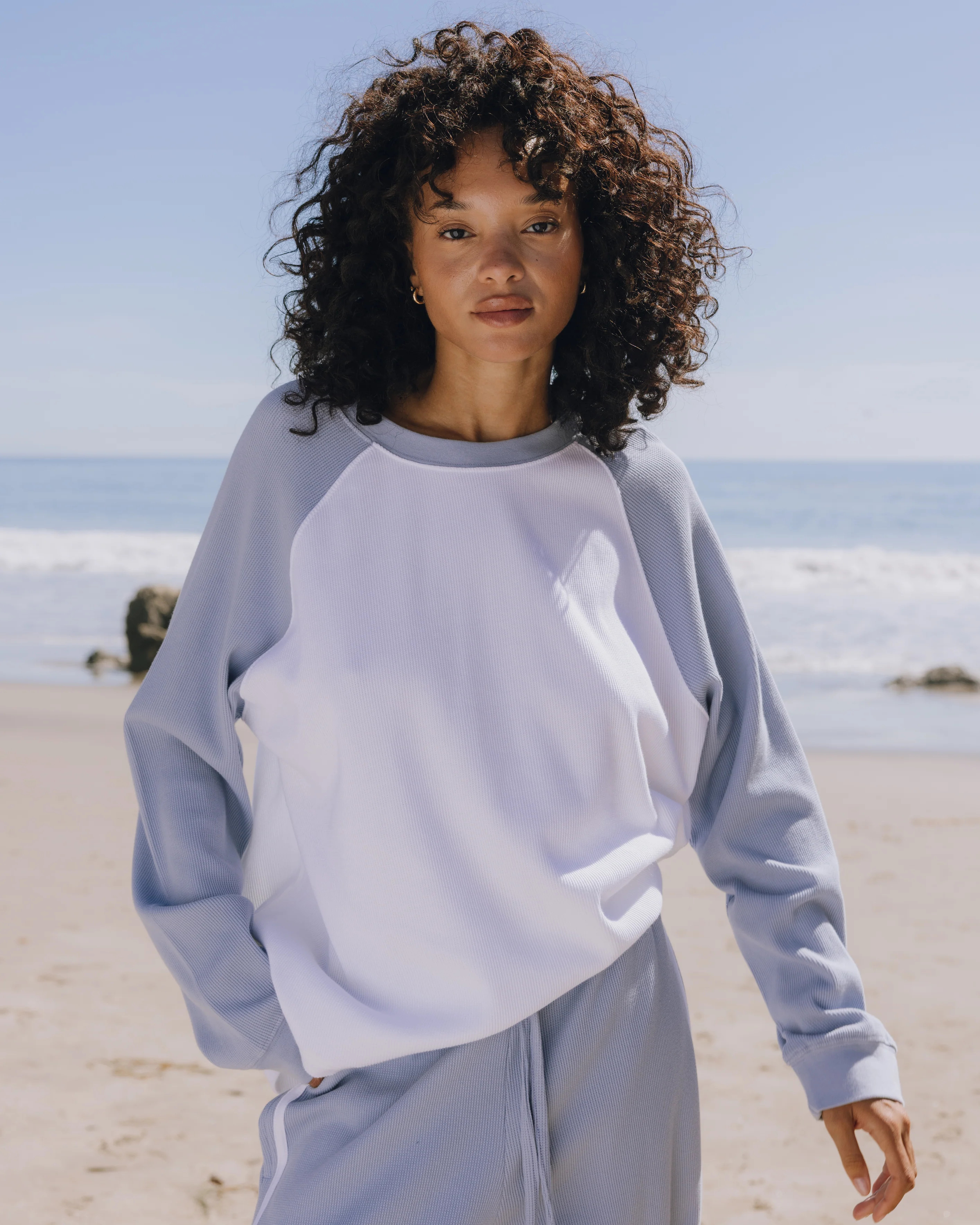 Oversized Raglan Thermal - Mist + White | Daily Drills LLC