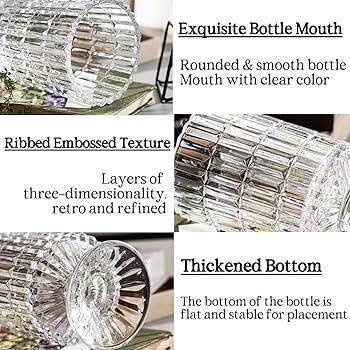 BLOFLO Embossed Glass Vase, 7'' Crystal Glass Vases, Pedestal Big Base Glass Bouquet Vase, Hydrop... | Amazon (US)