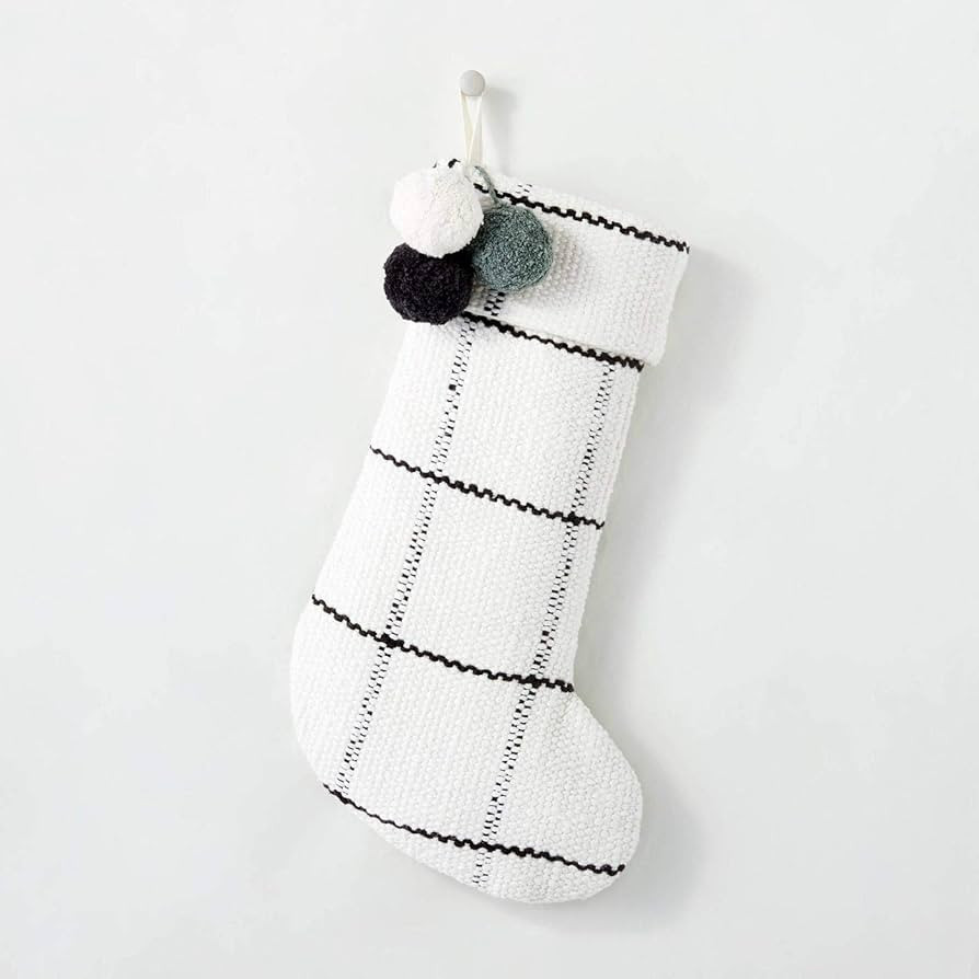 Hearth & Hand with Magnolia Holiday Stocking (Gray/Cream Woven Plaid) | Amazon (US)