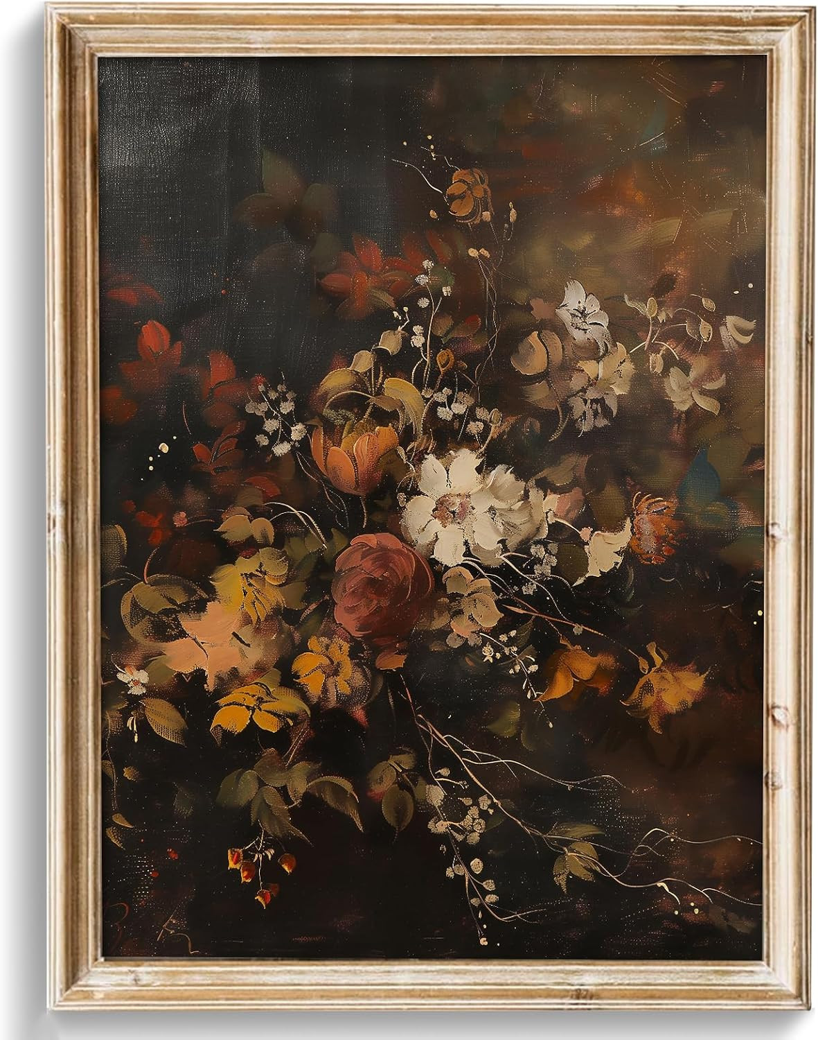 uniro Vintage Floral Wall Art Print, Moody Dark Autumn Flower Wall Painting, Retro Botonical Fall Wall Decor, Vintage Posters for Room Aesthetic for Bedroom Living Room Bathroom Wall Decor(8" x 10"-UNFRAMED) | Amazon (US)
