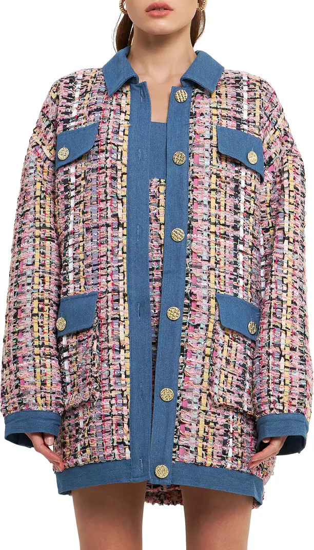 Tweed & Denim Oversize Shacket | Nordstrom