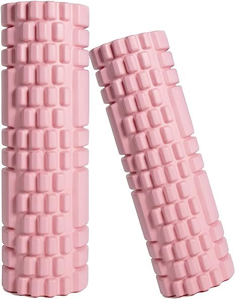 Foam Roller Set - 2 Roller (12" and 13") High-Density Round Foam Roller for Exercise, Massage, Mu... | Amazon (US)