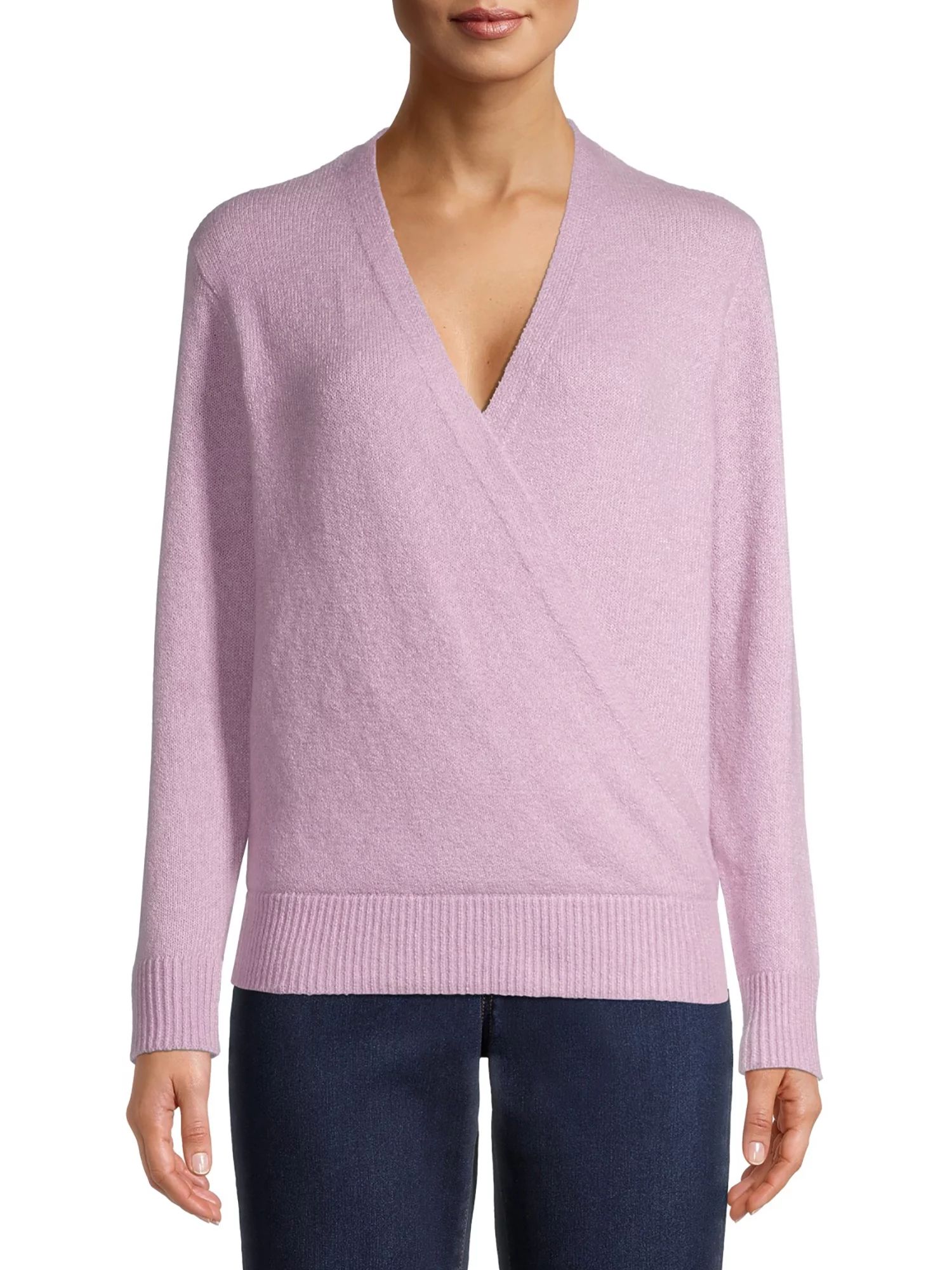 Time and Tru Women's V-Neck Wrap Sweater | Walmart (US)