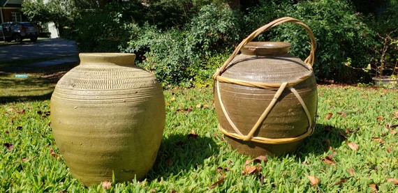 Pair of Southeast Asian (Malay ?) Martaban or Tempayan Rice Wine Storage Jar Home Decor Container... | Etsy (US)