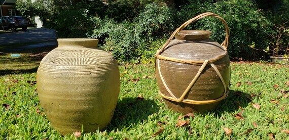 Pair of Southeast Asian (Malay ?) Martaban or Tempayan Rice Wine Storage Jar Home Decor Container... | Etsy (US)