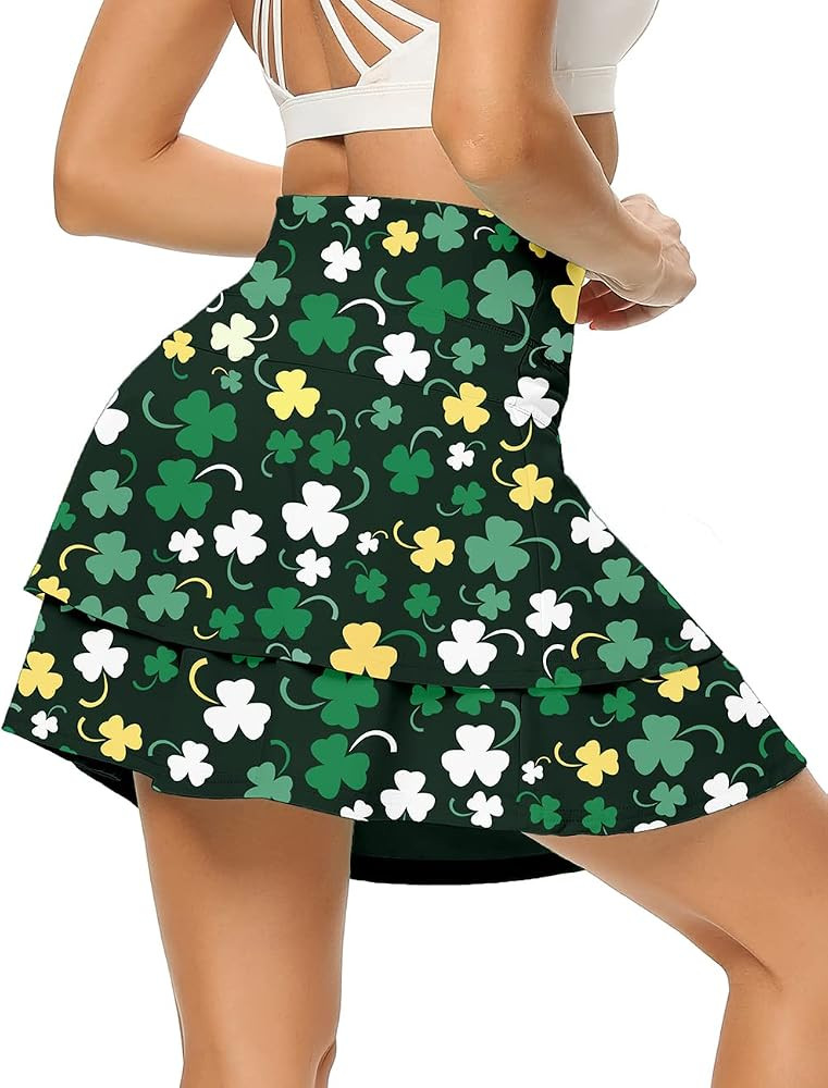 WOWENY Women's Active Skort Athletic Ruffle Pleated Tennis Skirt with Pocket for Running Golf Wor... | Amazon (US)