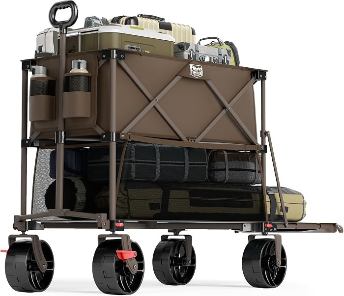 TIMBER RIDGE 400L Large Capacity Folding Double Decker Wagon with Brakes, 54" Extra Long Extender... | Amazon (US)
