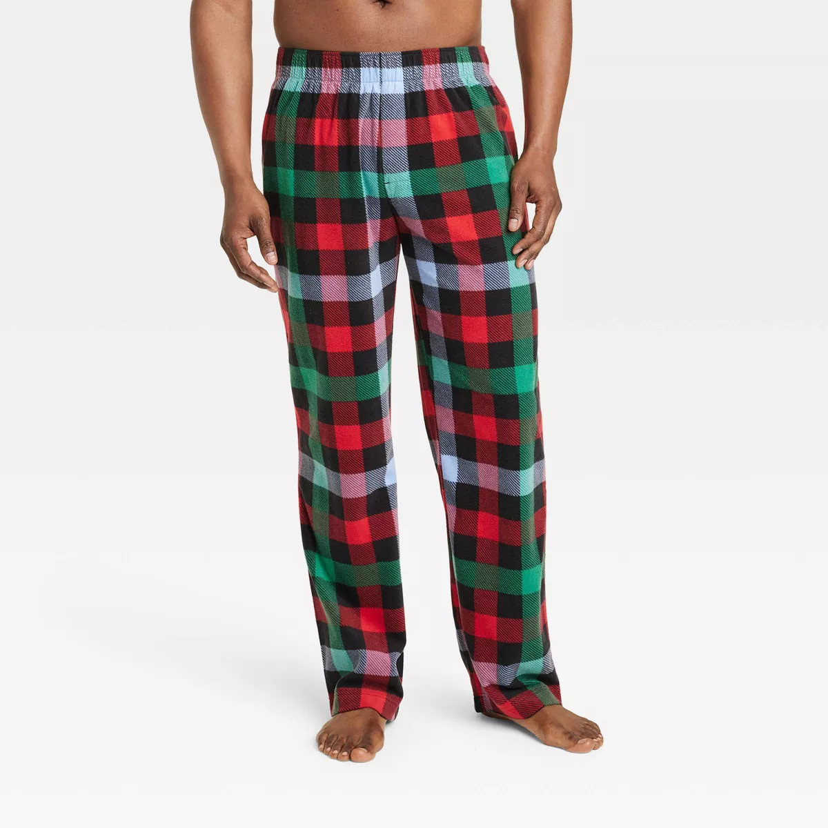 Men's Buffalo Check Fleece Matching Family Pajama Pants - Wondershop™ Green/Red/Black | Target