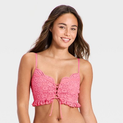 Women's Broderie Lace Corset - Wild Fable™ Pink L | Target