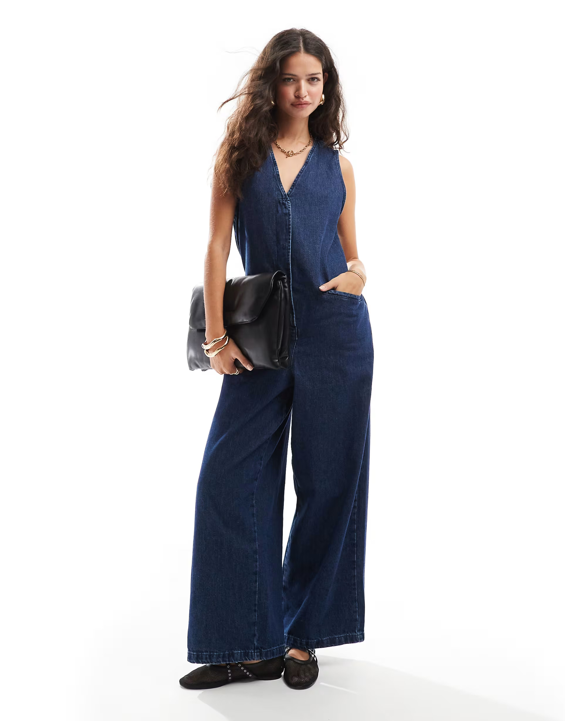 ASOS DESIGN sleeveless denim loose jumpsuit in rinse wash | ASOS (Global)