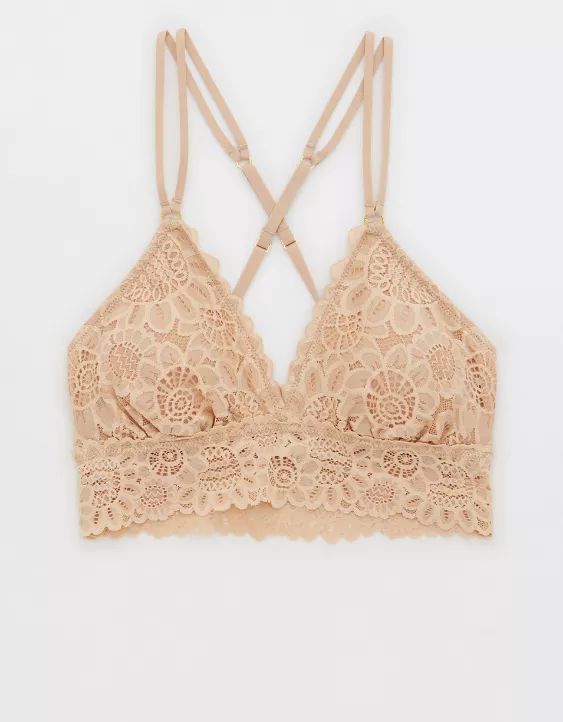 Aerie Seaside Lace Padded Triangle Bralette | American Eagle Outfitters (US & CA)