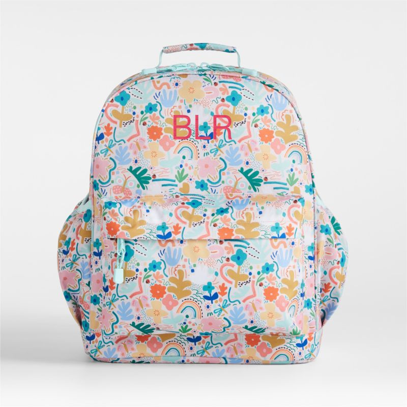 Flower Garden Personalized Large Kids School Backpack with Side Pockets + Reviews | Crate & Kids | Crate & Barrel