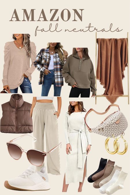 Amazon fall neutral finds. Women’s sweaters, plaid, pullover, throw blanket, waist bag, Fanny pack, cropped vest, sweater dress, linen pants, sunglasses, gold hoop earrings, socks. #ad #ads #hoopearings #fallfinds #falldecor #vest #sweater

#LTKstyletip #LTKSeasonal #LTKHoliday