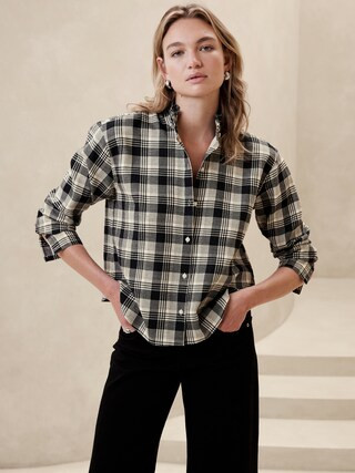 Ruffle-Neck Flannel Shirt | Banana Republic Factory