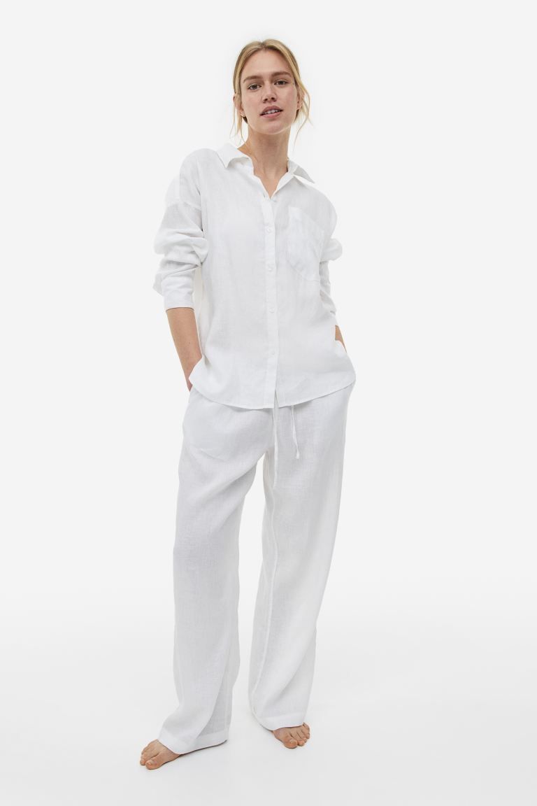 Wide linen-blend trousers | H&M (UK, MY, IN, SG, PH, TW, HK)