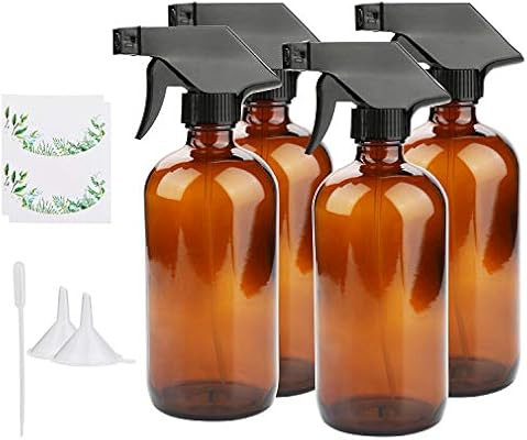 Empty Spray Bottles, Maredash Amber Glass Bottle w/Black Trigger Sprayer & Labels & Lids, Refilla... | Amazon (US)
