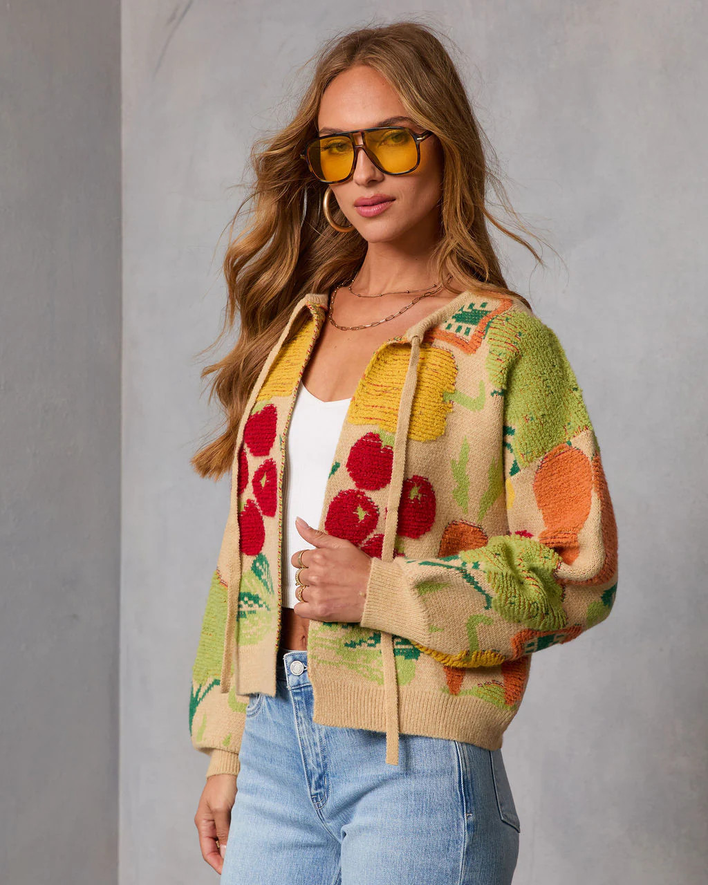 Fresh Picks Graphic Front Tie Sweater | VICI