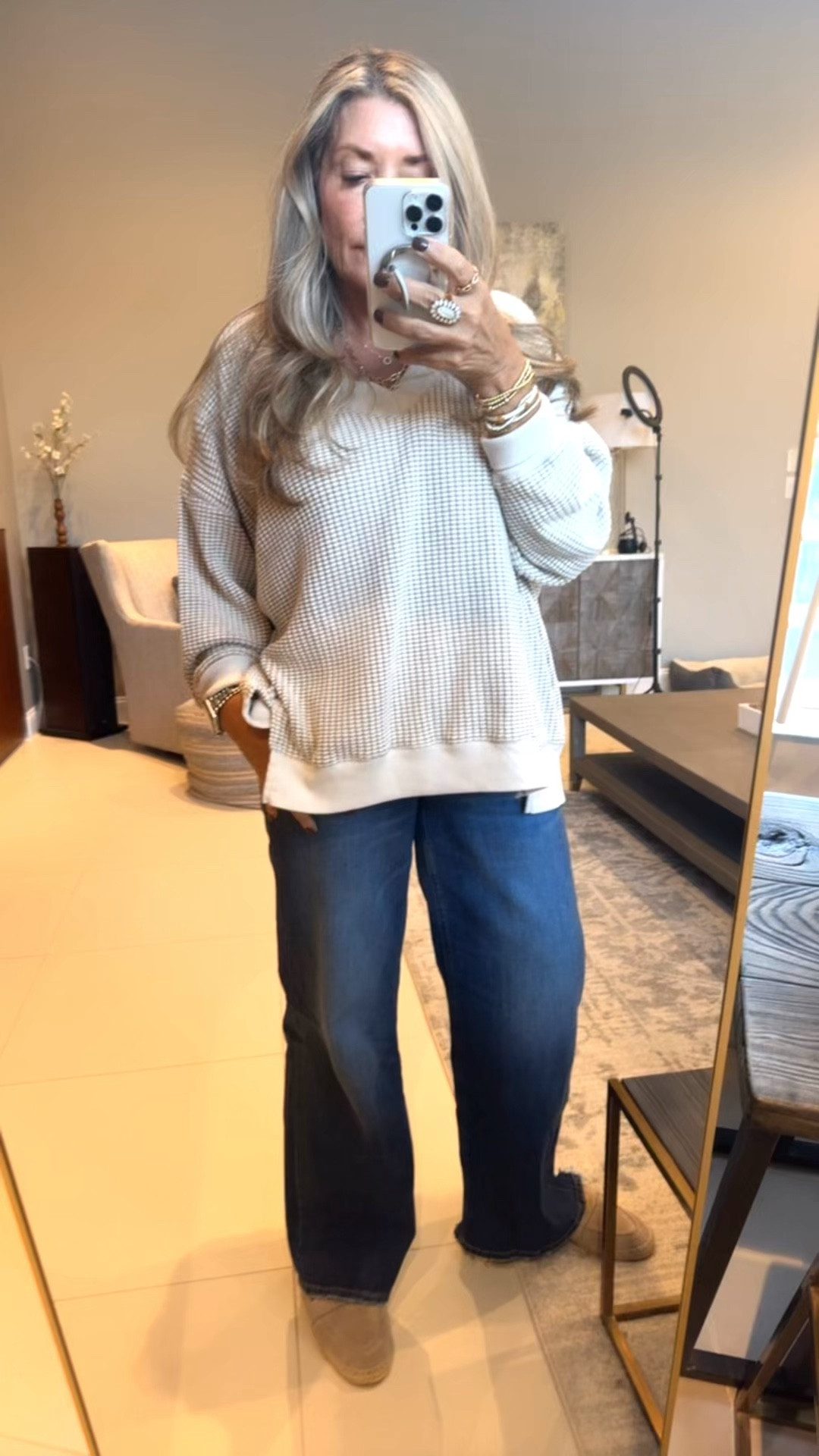Lightweight comfy jeans. Love these so much. They’re like wearing pajamas bottoms. And the top is so cute and comfy  

#LTKVideo #LTKFindsUnder50 #LTKSaleAlert