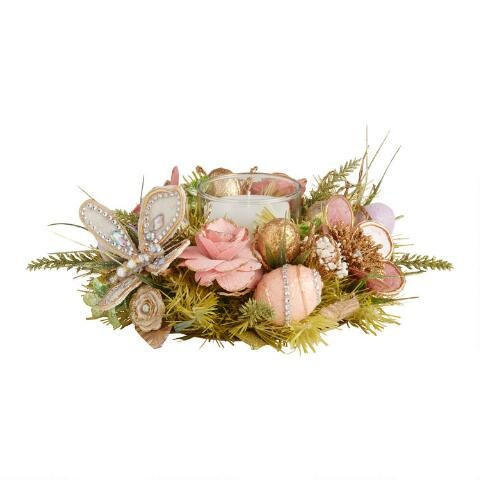 Pier Place Jeweled Wood Curl Flower Votive Candle Holder | World Market