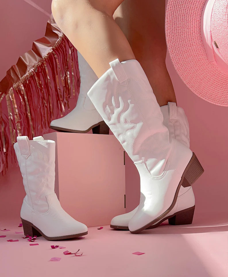 White Western Mommy and Me Boots | Mommy and Me cowgirl boots | Mommy and Me matching outfits | M... | Etsy (US)