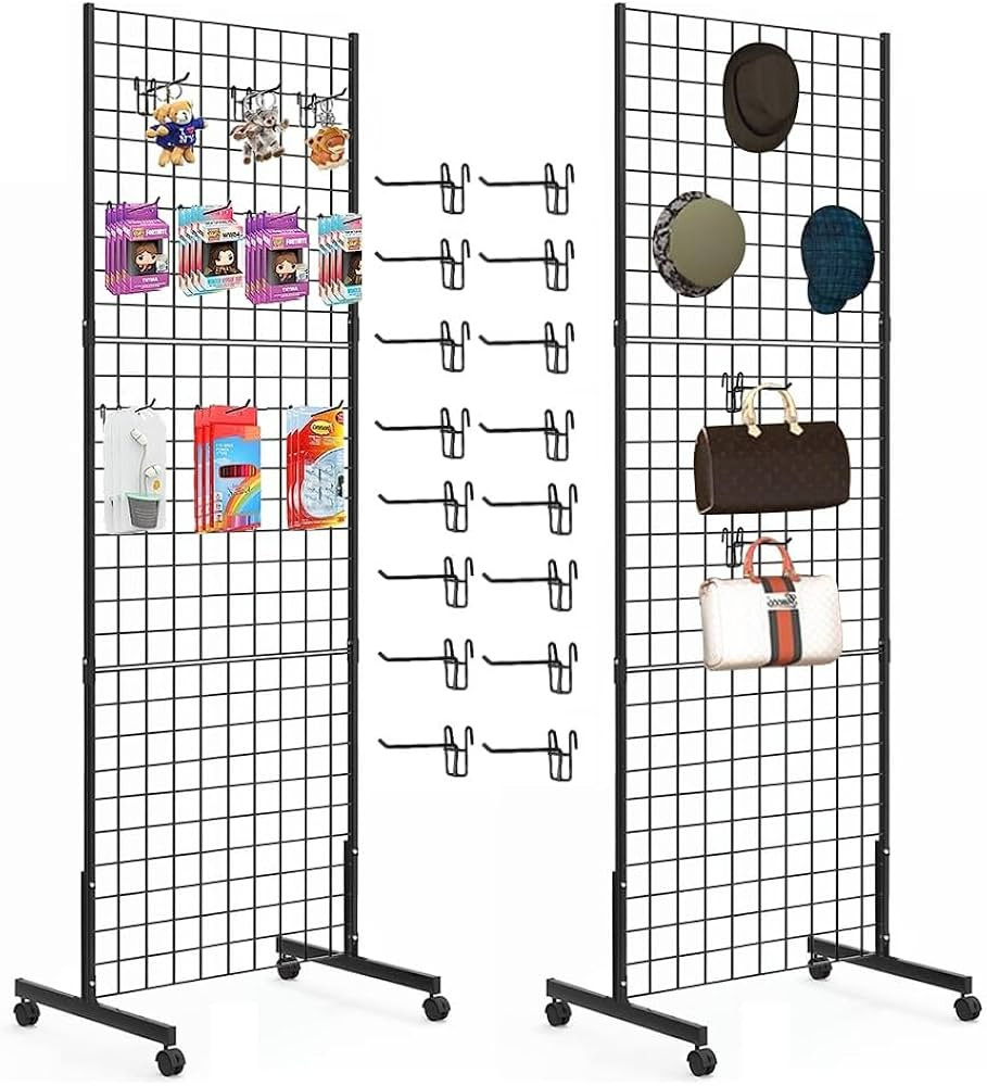 Eastern Tree 2 Packs 2'x 5' Six Pieces Gridwall Panels Stand with T-Base, Black Wire Grid Wall Di... | Amazon (US)