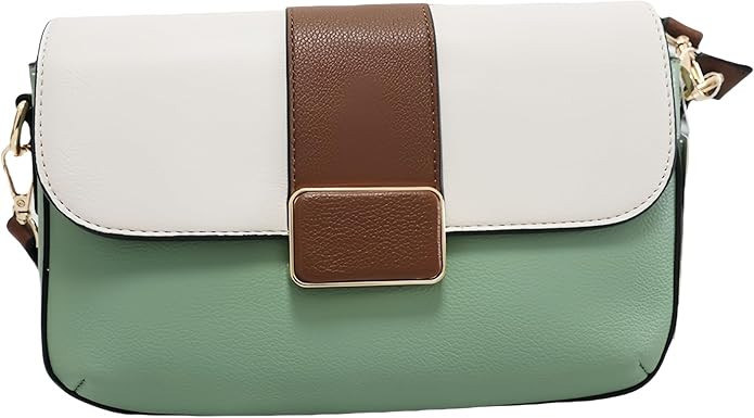 Crossbody Bags for Women, Women's Color-Block PU Leather Shoulder Bags Medium Size with Two Strap... | Amazon (US)