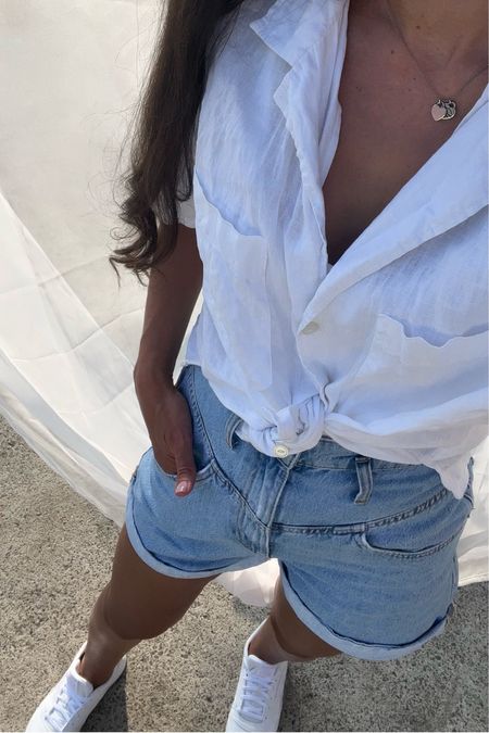 Cute casual summer outfit 
White linen shirt sleeve top 
Great price point!


#LTKsummer #LTKtravel #LTKstyletip
