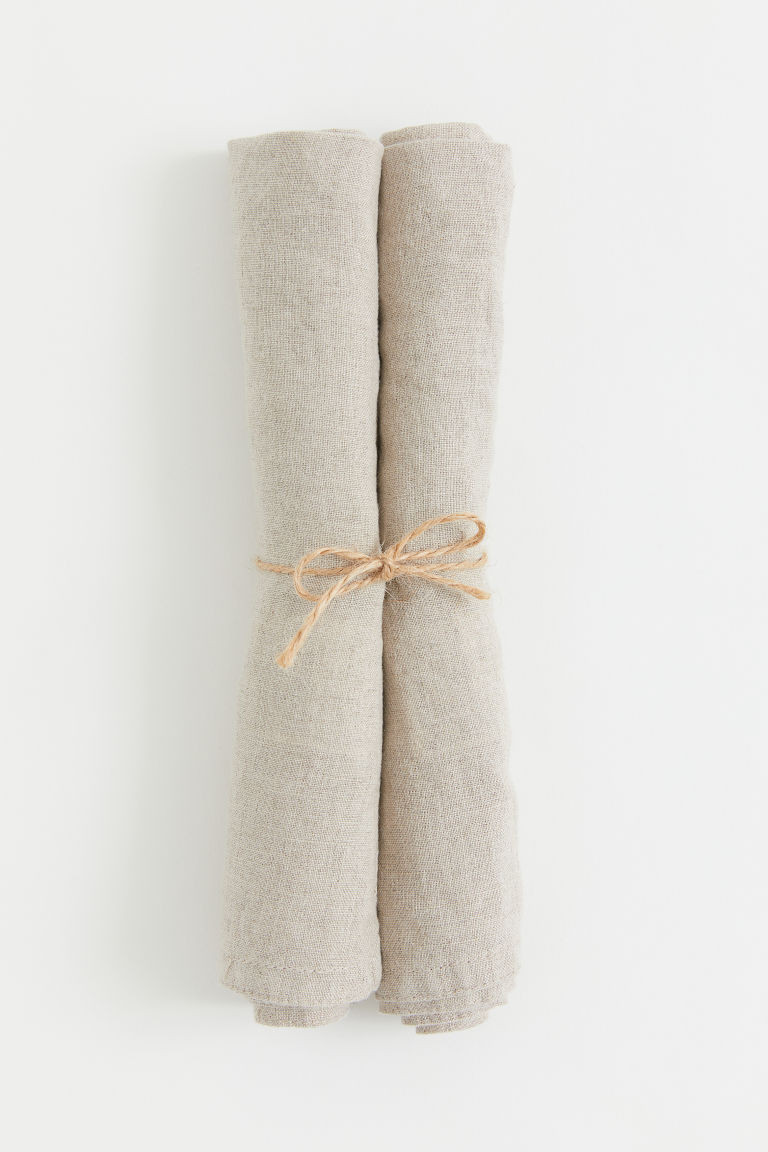 H & M - 2-pack Linen Napkins - Beige | H&M (US + CA)