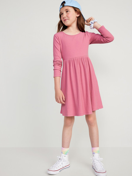 Long-Sleeve Fit &amp; Flare Scoop-Back Dress for Girls | Old Navy (US)