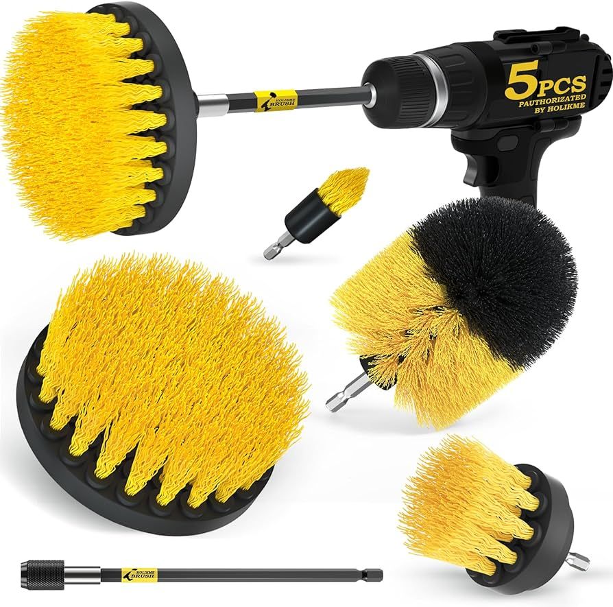 Holikme 5Pack Drill Brush Power Scrubber Cleaning Brush Extended Long Attachment Set All Purpose ... | Amazon (US)