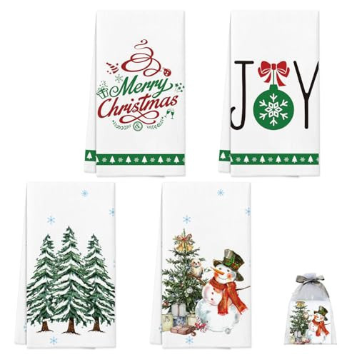Nialnant Christmas Kitchen Towels, Farmhouse Hand Towels for Housewarming Gift Christmas Decorations Indoo,Tea Towels-16 x 23.6 Inch | Amazon (US)