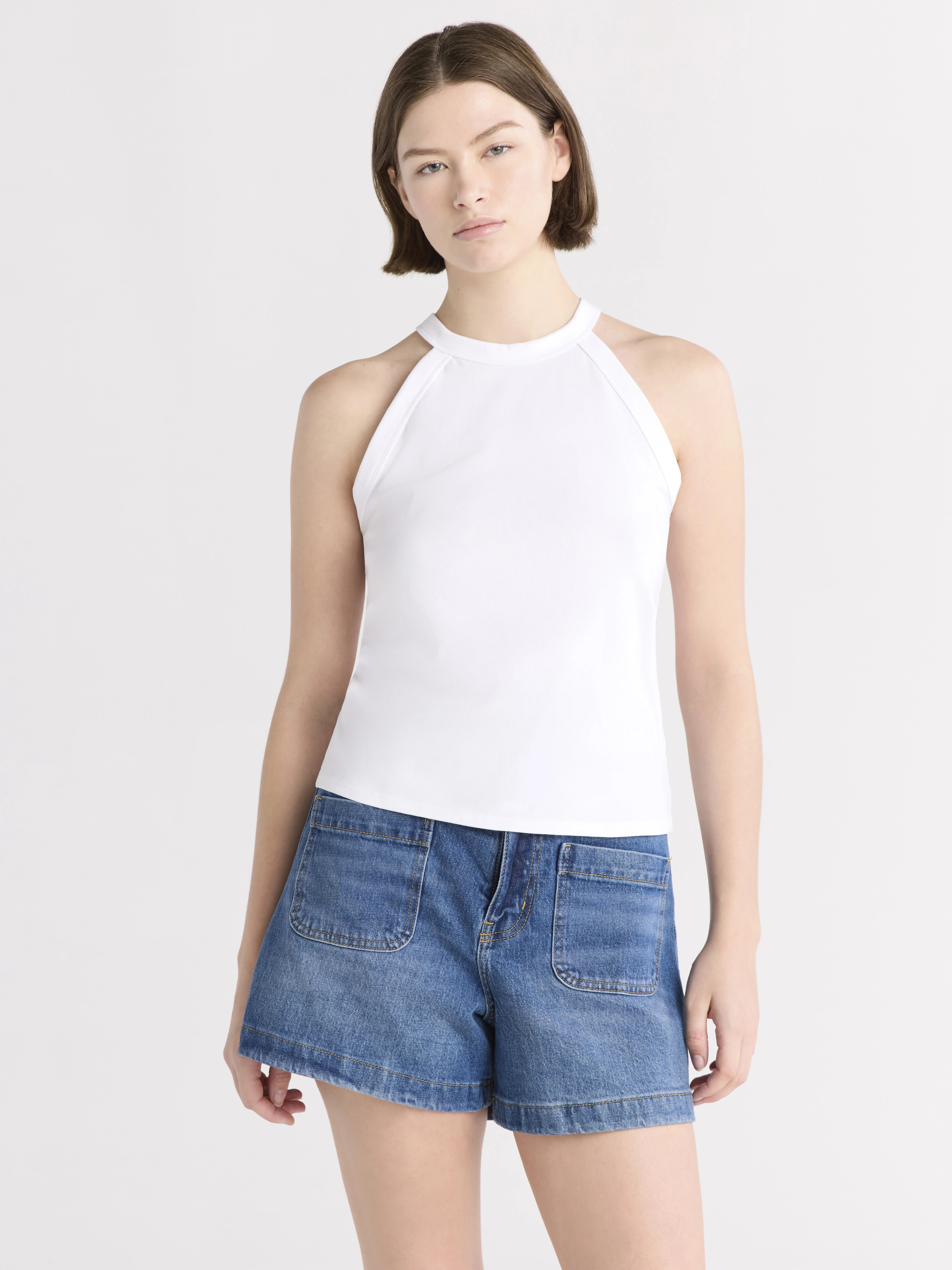 Free Assembly Women's Sleeveless Halter Tank Top, Sizes XS-XXL | Walmart (US)