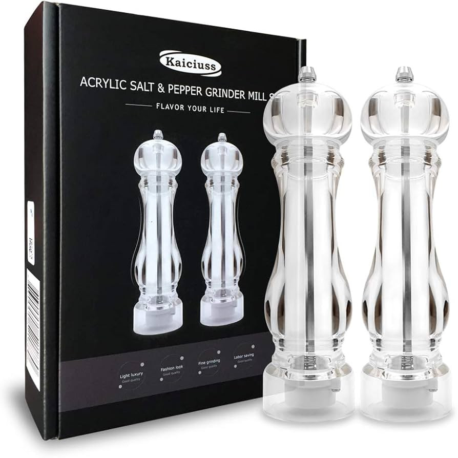 salt and pepper grinder mill set refillable large,the best transparent acrylic grinders for whole... | Amazon (US)