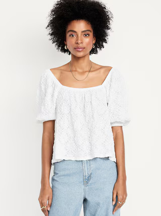 Puff-Sleeve Lace Top | Old Navy (US)