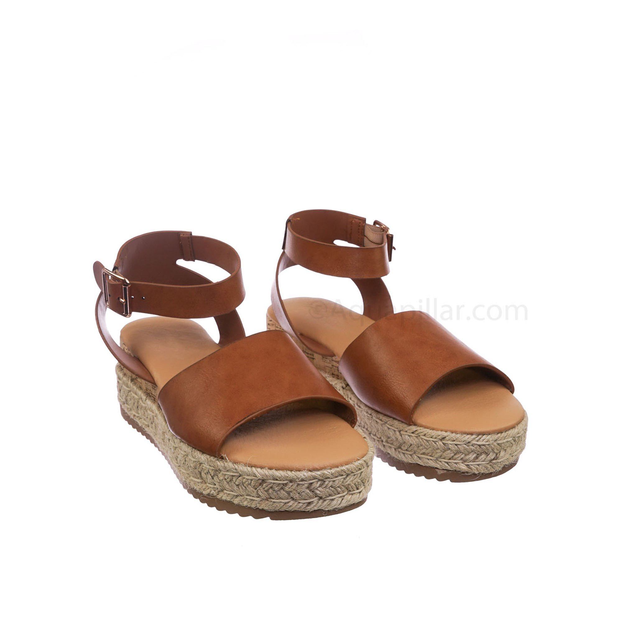 Leading by Bamboo, Espadrille Wedge Flatform Sandal -Women Open Toe Flat Platform Jute Wrap | Walmart (US)
