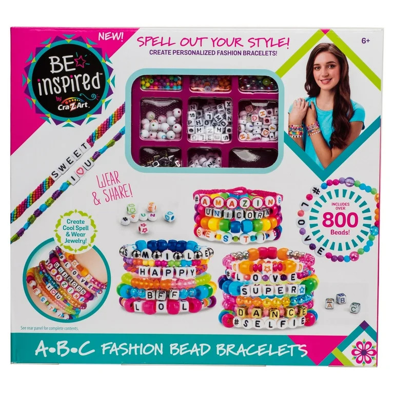 Cra-Z-Art Be Inspired ABC Fashion Bead Bracelet Studio, 800+ Multi-Color Beads | Walmart (US)