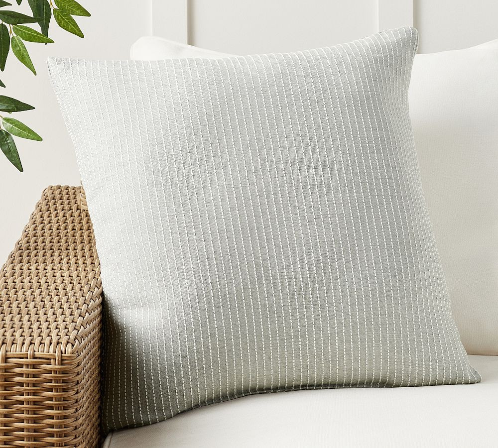 SunbrellaA(R) Pickstitch Striped Outdoor Pillow, Mist Grey, 24 | Pottery Barn (US)