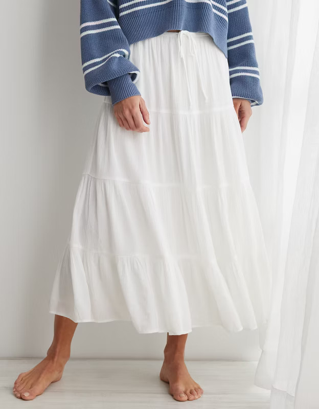 Aerie Beach Club Tiered Maxi Skirt | Aerie
