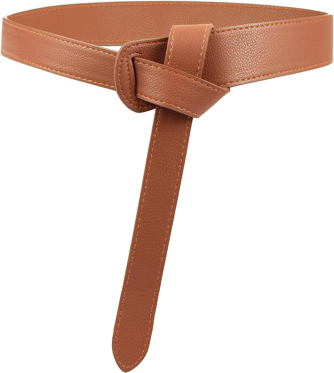 Women’s Faux Leather Knot Belt | Women’s Faux Leather Tie Belt | Women’s Faux Leather Non B... | Amazon (US)