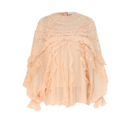 Rebellion Splice Billow Blouse - Peach | ZIMMERMANN (US, CA, EU, MENA)