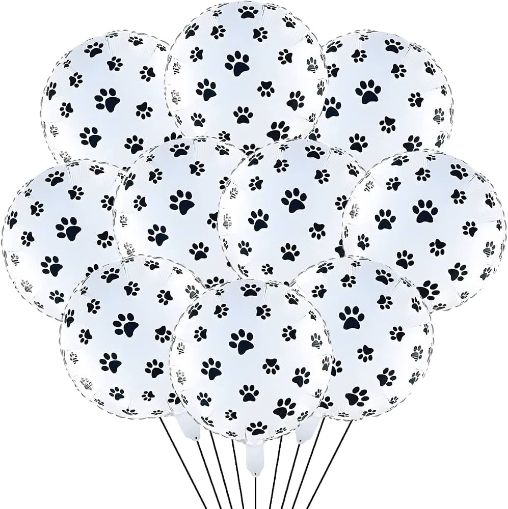 10PCS Dog Paw Print Aluminum Foil Balloons, Animal Dog Pet Theme Party Decoration Supplies | Amazon (US)